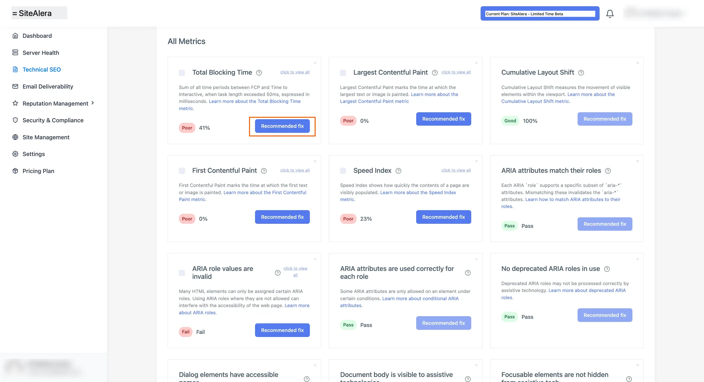 sitealera dashboard