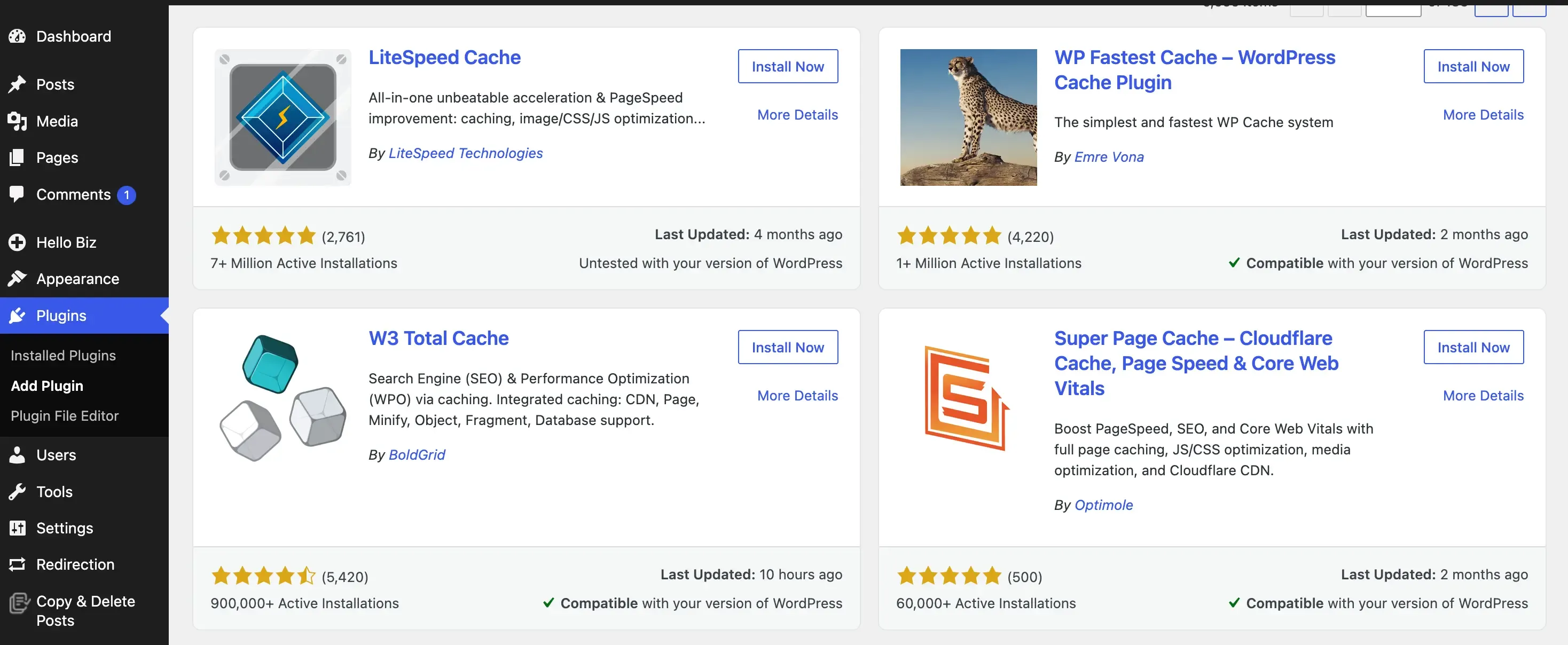 WordPress cache plugin to reduce website load time